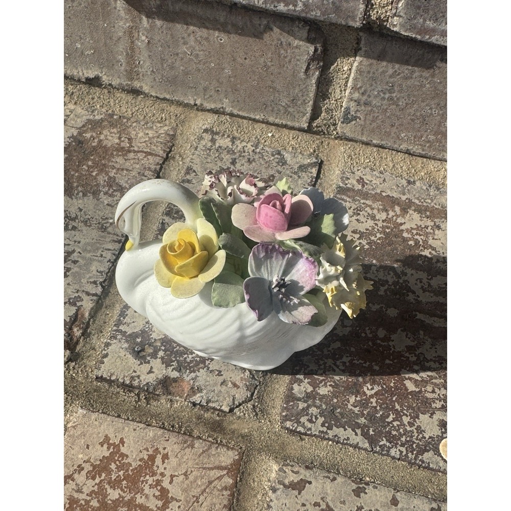 Royal Doulton Flower Filled Small Bone China Swan